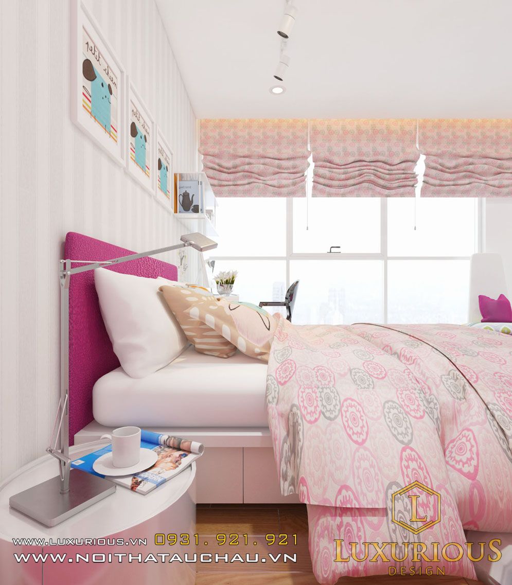 Thiết kế nội thất phòng ngủ căn hộ chung cư cho con gái