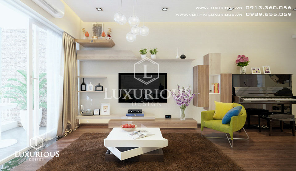 thiết kế nội thất phòng khách chung cư ecopark