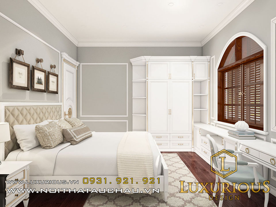 Thiết kế nội thất biệt thự phong cách tân cổ điển phòng ngủ