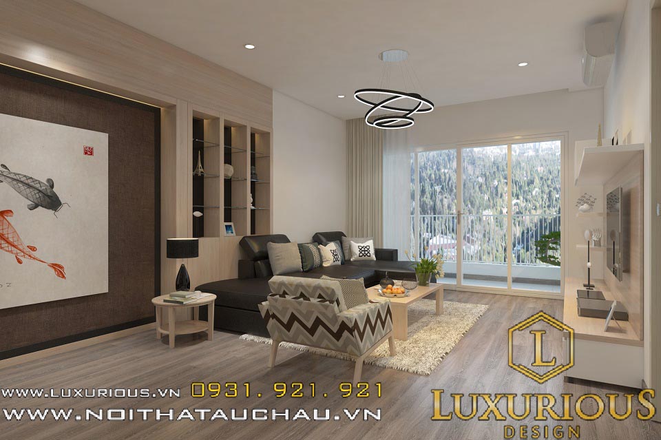 Thiết kế nội thất phòng khách chung cư Ecolite 90m2