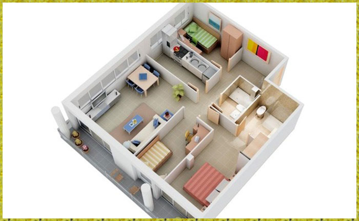 Thiết kế căn hộ chung cư nhỏ 3 phòng ngủ đầy đủ tiện nghi và không gian riêng tư cho các bé.