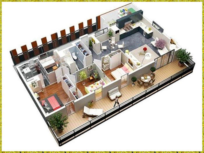 35 Mẫu thiết kế căn hộ 100m2 3 phòng ngủ đẹp tiện nghi và ấm áp