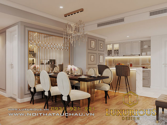 Mẫu bàn ăn phong cách tân cổ điển cho chung cư của Luxurious Design