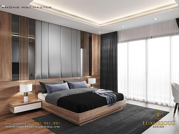 Mẫu thiết kế nội thất phòng ngủ hiện đại cho nhà 2 tầng
