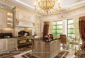 Mẫu thiết kế nội thất phòng bếp tân cổ điển cực kì hấp dẫn