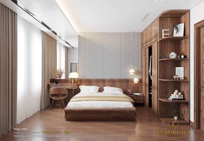 thiết kế nội thất gỗ tự nhiên phòng ngủ