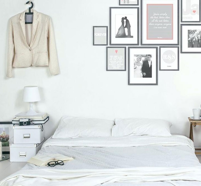 Trang trí phòng ngủ không giường với bảng màu đơn sắc
