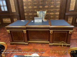 Mẫu thiết kế bàn ghế tân cổ điển văn phòng Chủ tịch tại Vinhomes Thăng Long