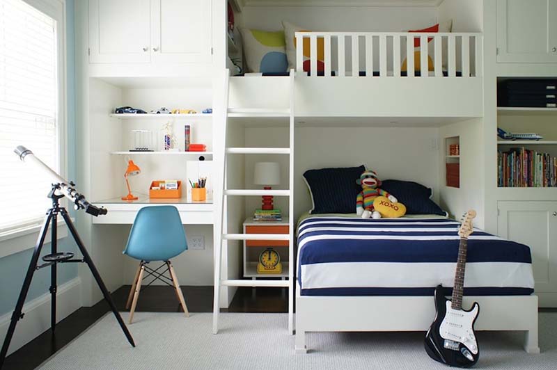 mẫu thiết kế phòng ngủ 2 giường cho bé trai