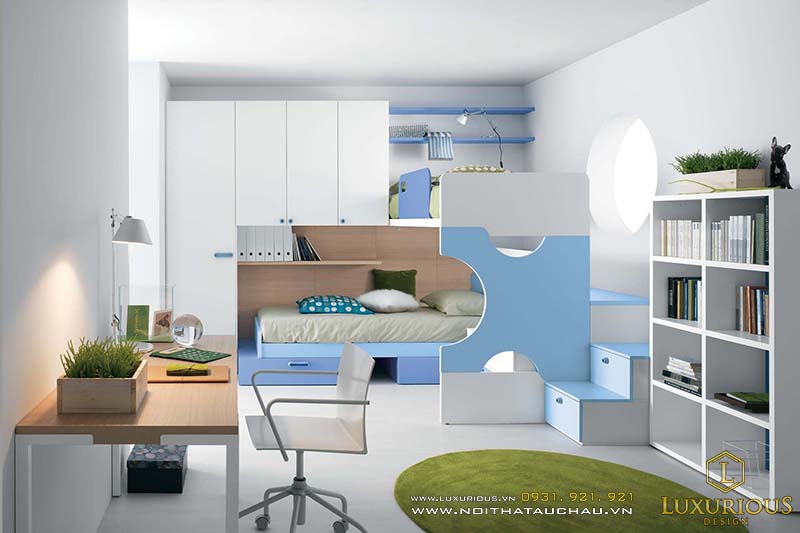 thiết kế phòng ngủ 2 giường tầng