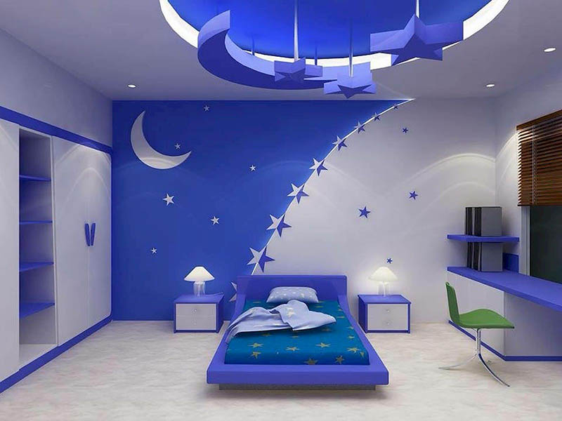 mẫu thiết kế nội thất phòng ngủ 16m2 cho bé trai