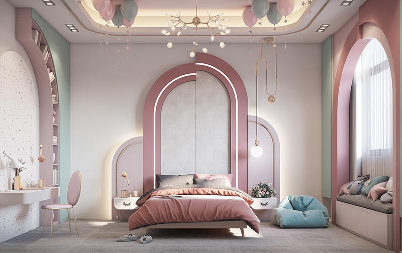mẫu thiết kế phòng ngủ cho bé trai bé gái đẹp dễ thương