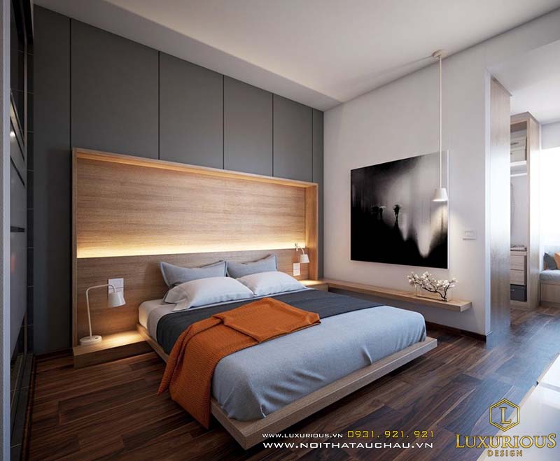 Mẫu thiết kế phòng ngủ master 16m2 này vừa hiện đại vừa ấm áp