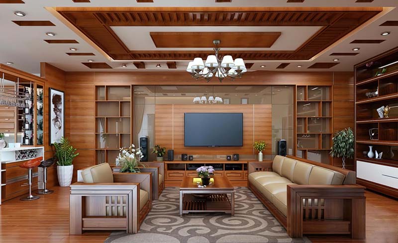 Trang trí phòng khách bằng đồ gỗ
