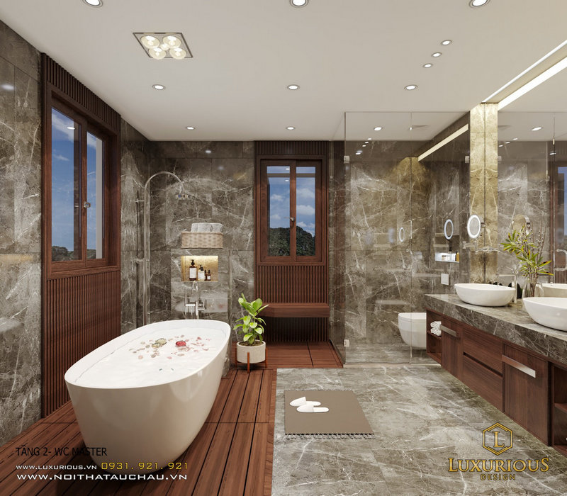 Thiết kế nội thất phòng tắm phong cách hiện đại 