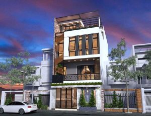 Thiết kế nhà phố chiều rộng 7m đẹp hiện đại