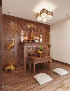 Top 15 mẫu thiết kế bàn thờ phật tại gia đẹp, trang nghiêm