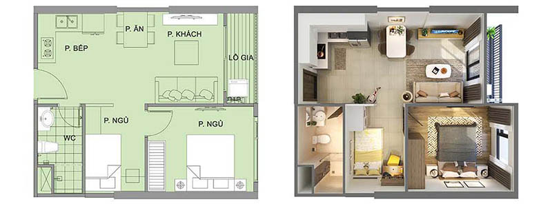 Sơ đồ thiết kế nội thất căn hộ chung cư Vinhomes Smart City