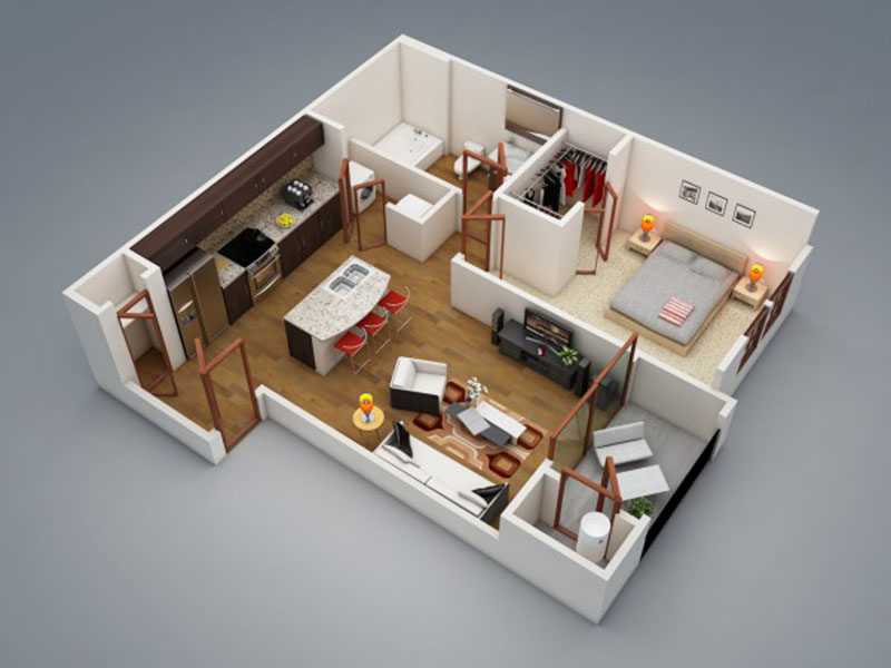 Mẫu thiết kế căn hộ 1 PN vinhomes smart city tiện nghi