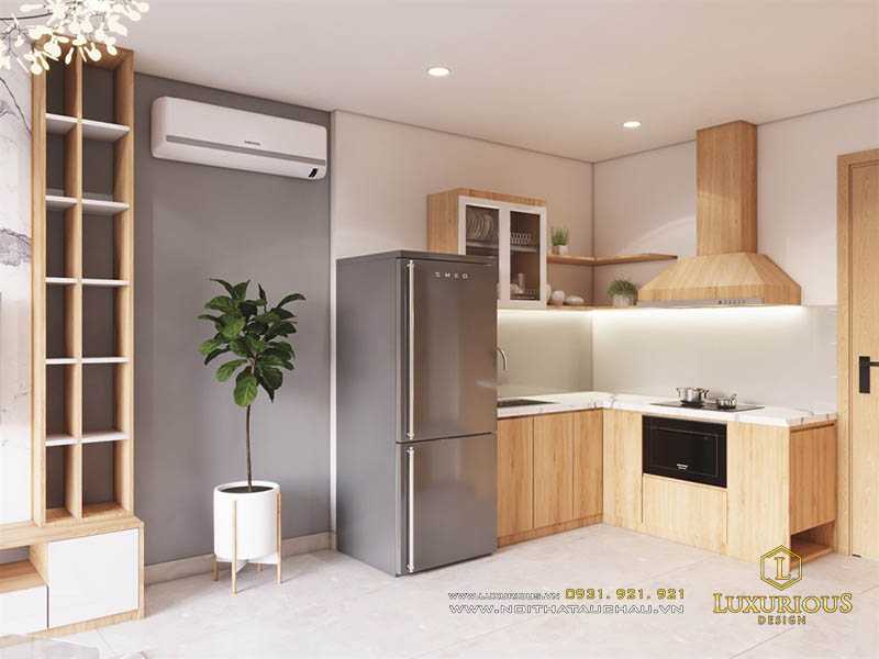Mẫu thiết kế căn hộ 1 1 vinhomes smart city hiện đại phòng bếp