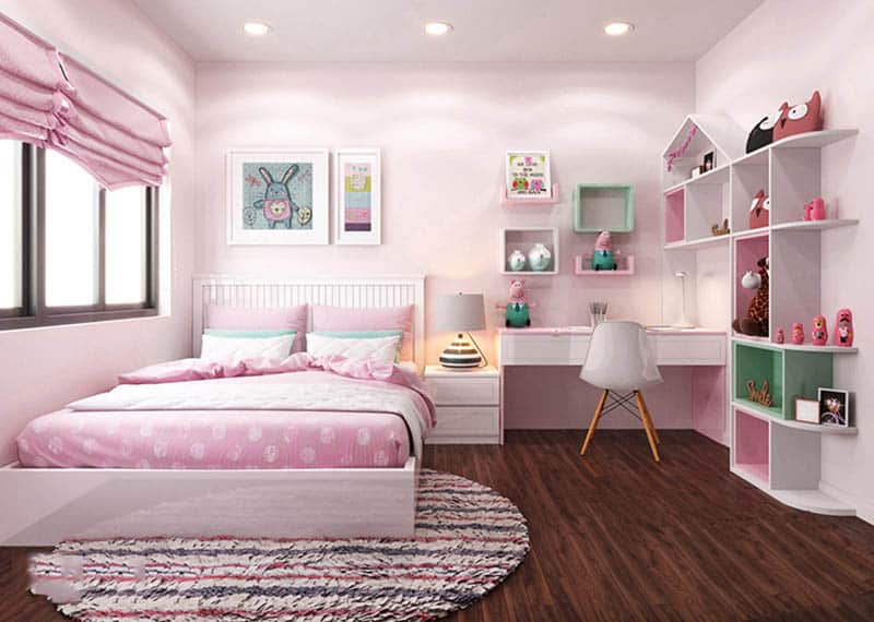 Mẫu thiết kế phòng ngủ cho bé gái 10m2