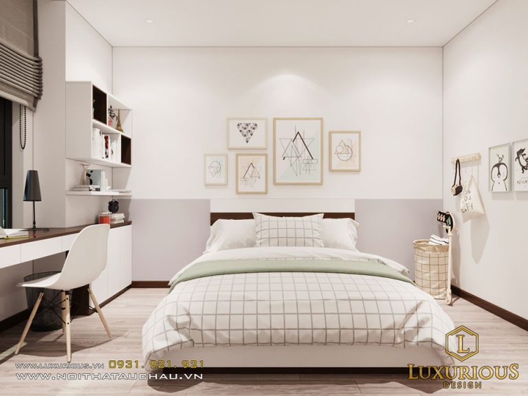 Thiết kế nội thất chung cư vinhomes ocean park phòng ngủ hiện đại tối giản