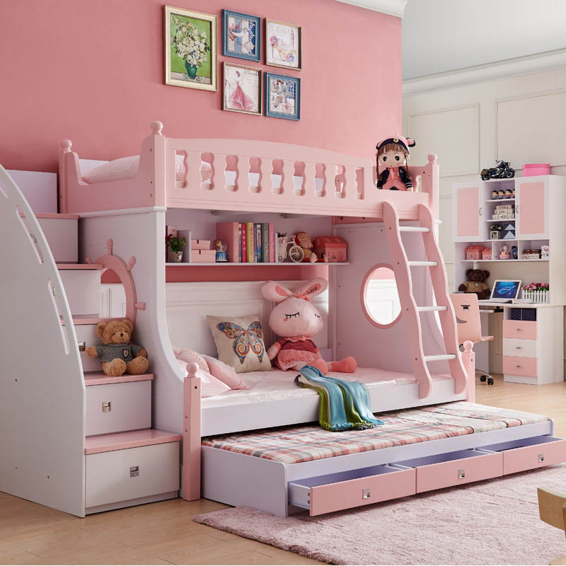Mẫu thiết kế giường tầng đẹp phòng ngủ nhỏ cho bé gái