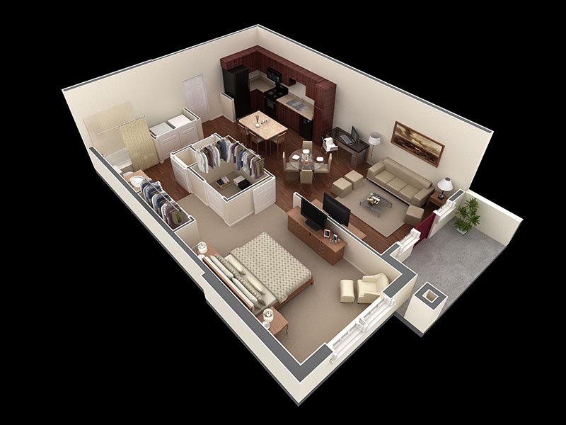 Mẫu hiết kế căn hộ chung cư 1 phòng ngủ Vinhomes