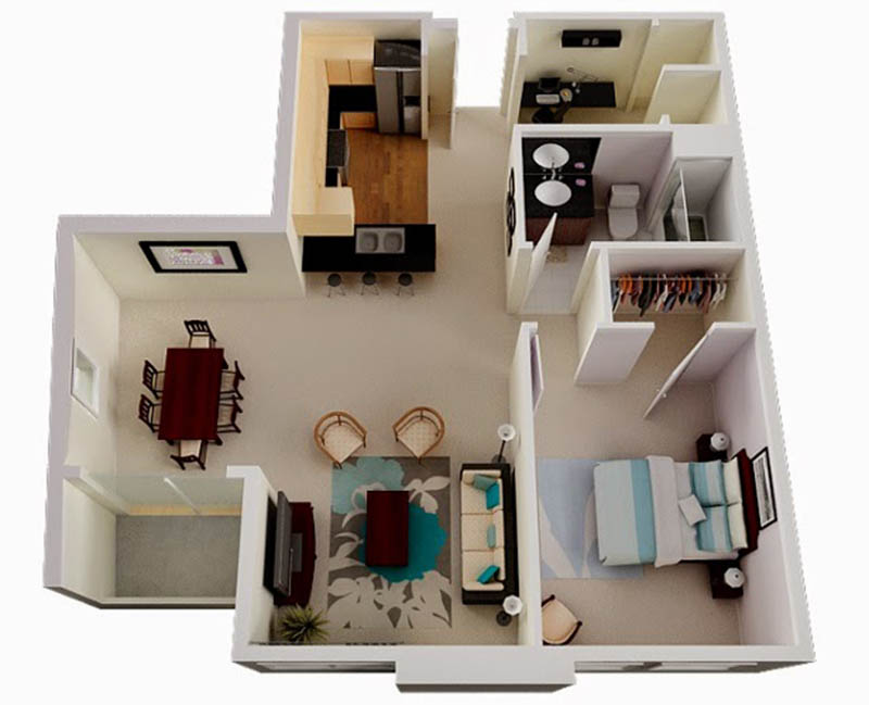 Thiết kế căn hộ 1 phòng ngủ Vinhomes