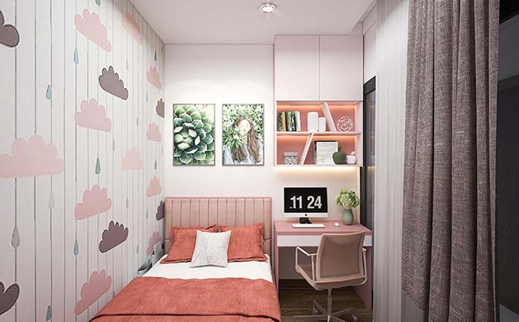 Ý tưởng thiết kế phòng ngủ đẹp nhỏ gọn cho thiếu nữ