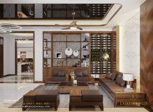 Những mẫu tủ rượu âm tường phòng khách đẹp HOT NHẤT 2021